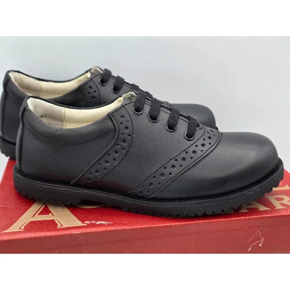 Academie Gear Honor Saddle Shoes Kids Size 1 Black Leather Uniform - New